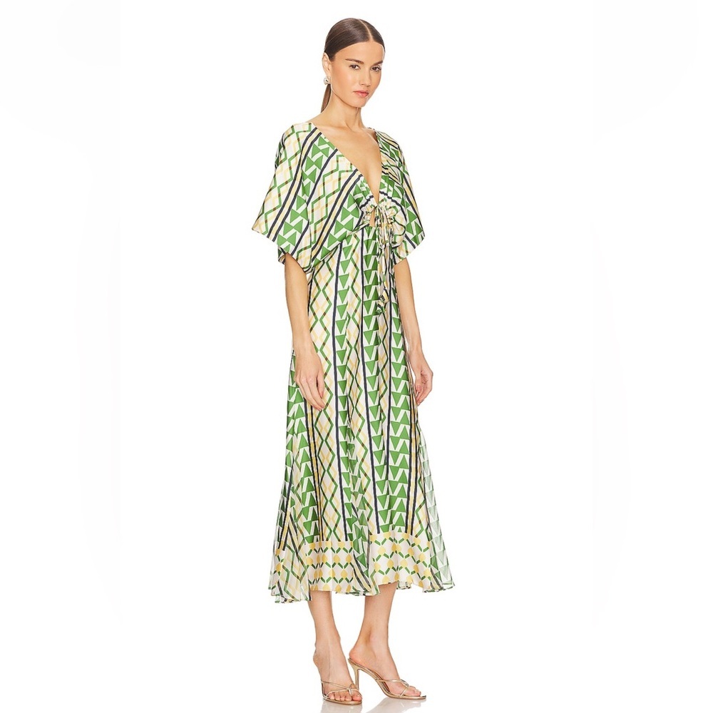 NWT Gorgeous MISA Los Angeles Irena Dress in Limoncello Geo mix print size S